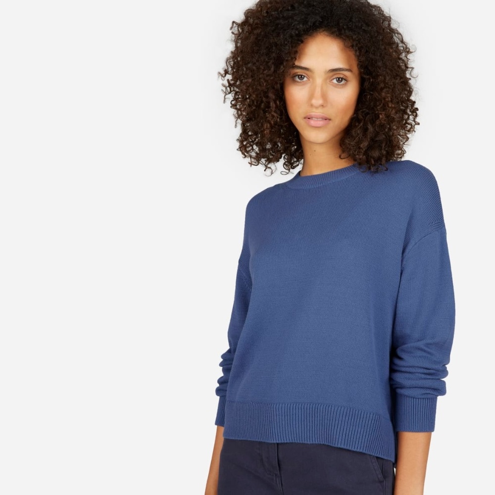 Everlane Mid Blue The Cotton Long-sleeve Crew